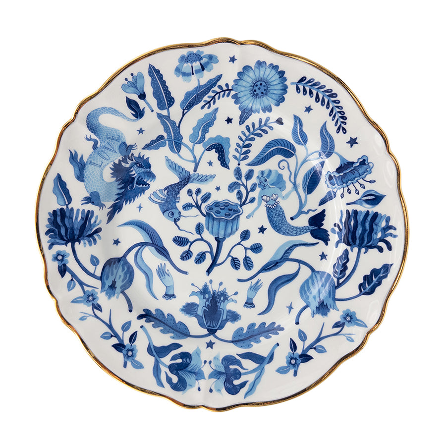 Blue-White Mermaid Plate