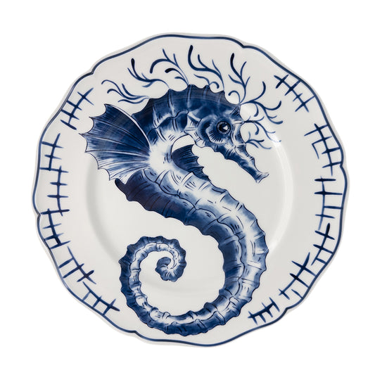 Blue-White Seahorse Plate