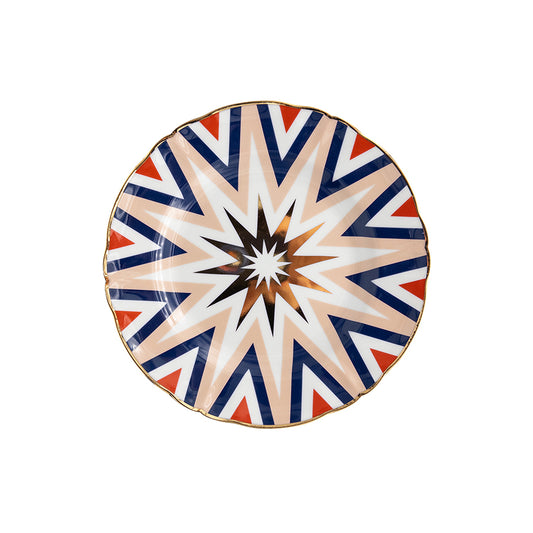 Red-Blue-Gold Starburst Plate