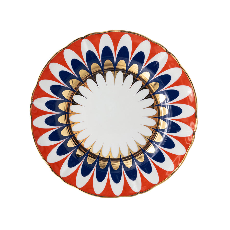 Red-Blue Marble Salad Plate