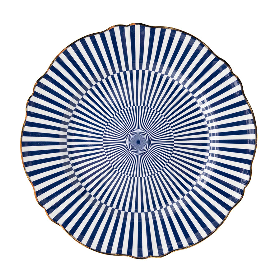 Blue Radial Scalloped Plate