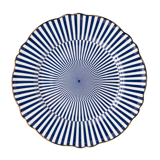 Blue Radial Scalloped Plate